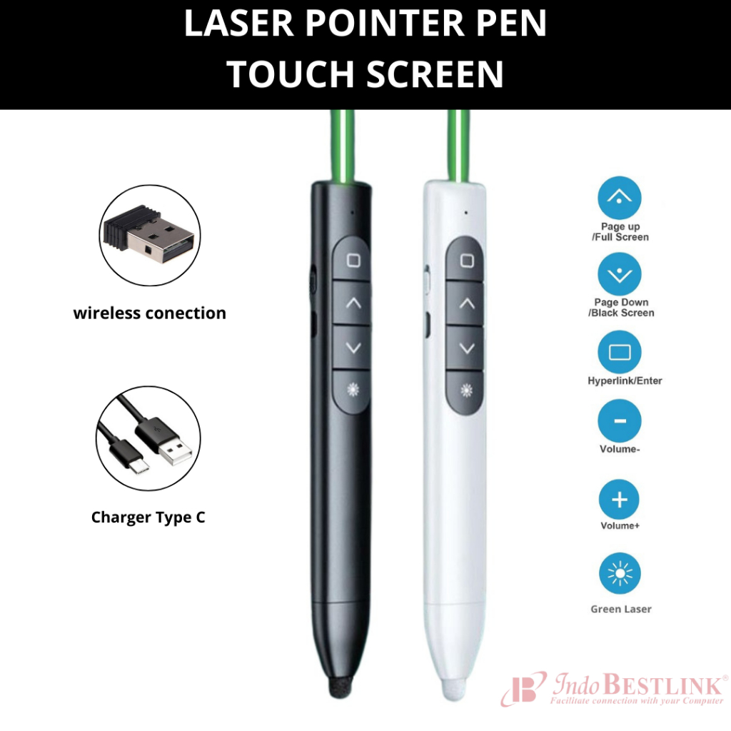 Jual Wireless Laser Hijau Green Presenter Pointer USB C + Touch Screen ...