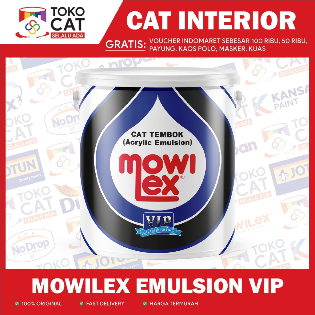 Jual Cat Tembok Interior Mowilex Emulsion Vip Warna Putih Prima E1000 25 L Kemasan Galon 2822