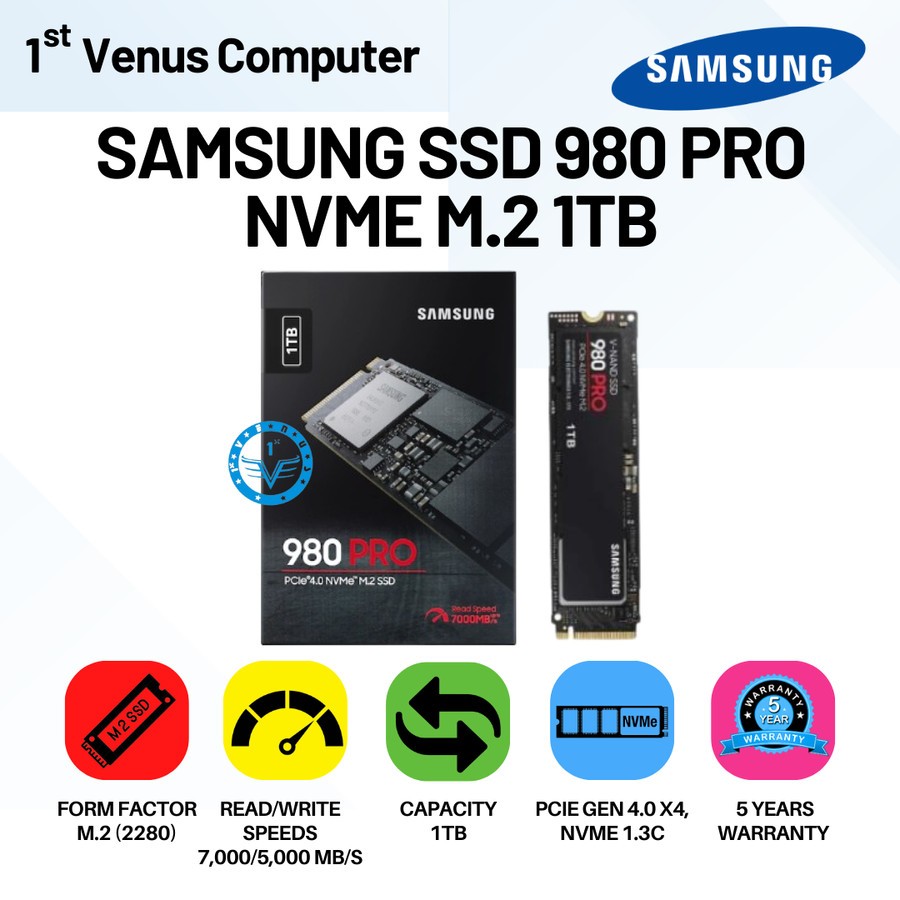SSD 2TB M.2 SAMSUNG 980 PRO MVME 2280 PCIE 4.0 MZ-V8P2T0BW