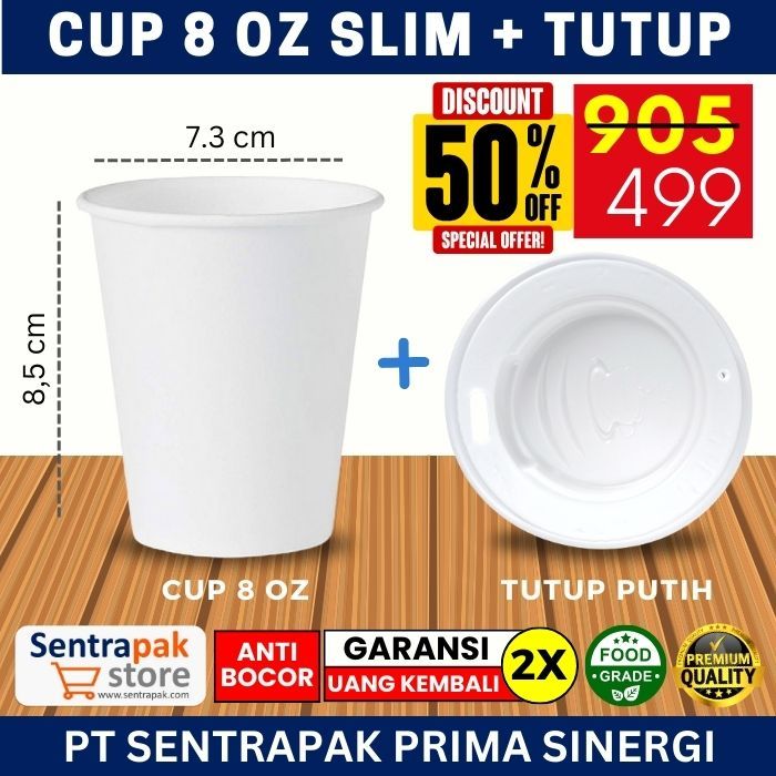 Jual Paper Cup 8 Oz Slim Dengan Tutup Gelas Kertas Kopi 8oz Shopee Indonesia 5204