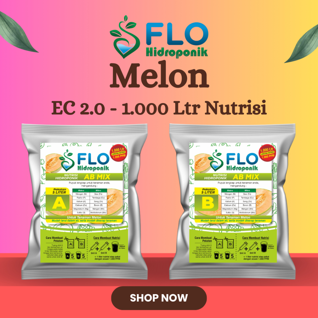 AB Mix Melon 5 Liter Flo Hidroponik untuk 1000 Liter Nutrisi NEW