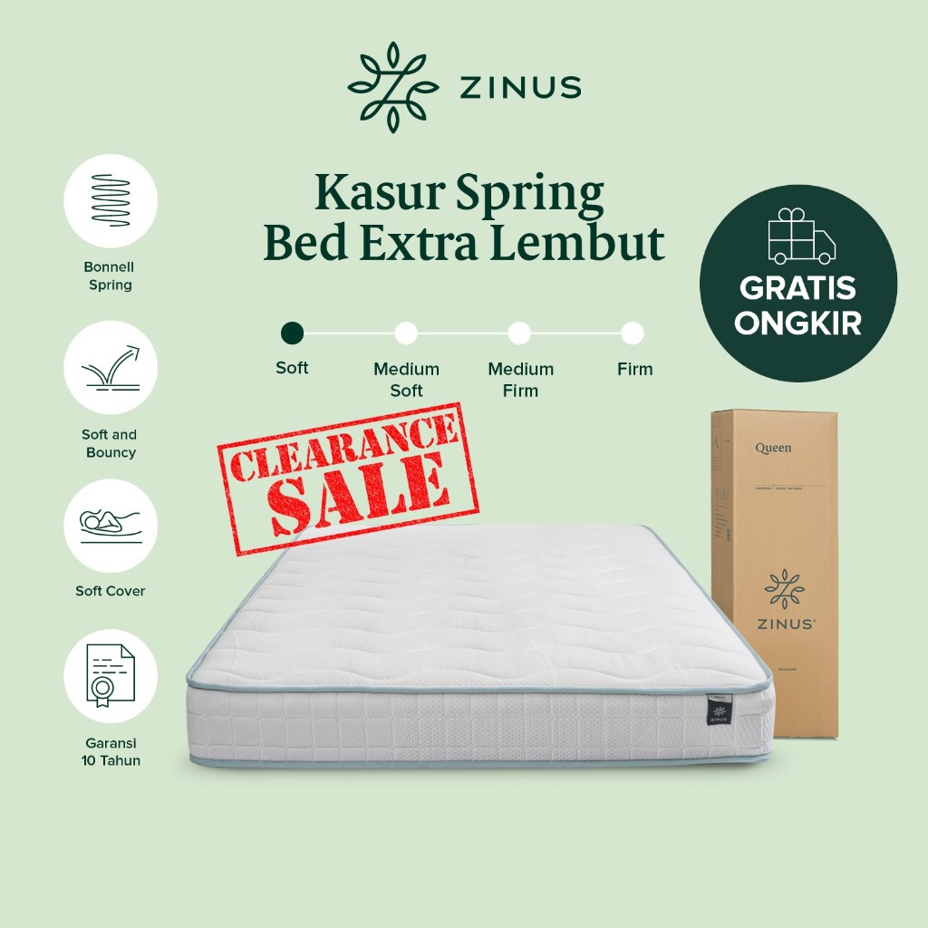 Jual Zinus Kasur Spring Bed / Premium Soft Cover / Mattress in a Box