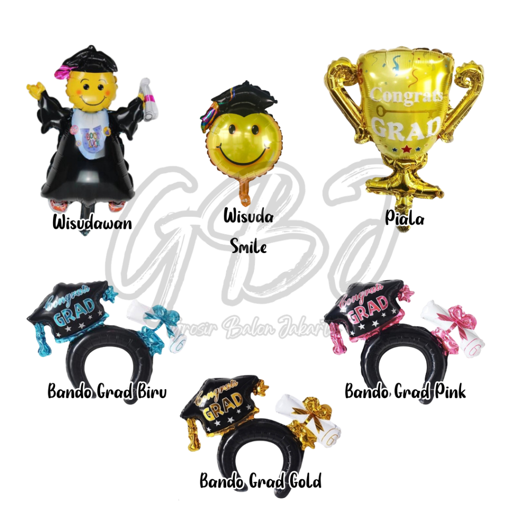 Jual Balon Foil MINI Graduation / Balon Kelulusan Sempro Smile Piala ...
