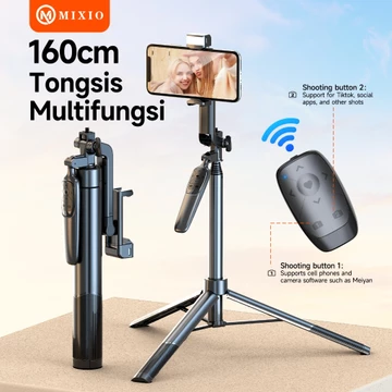 MIXIO A66 160CM Tongsis Bluetooth Selfie Stick Tripod With LED Light
