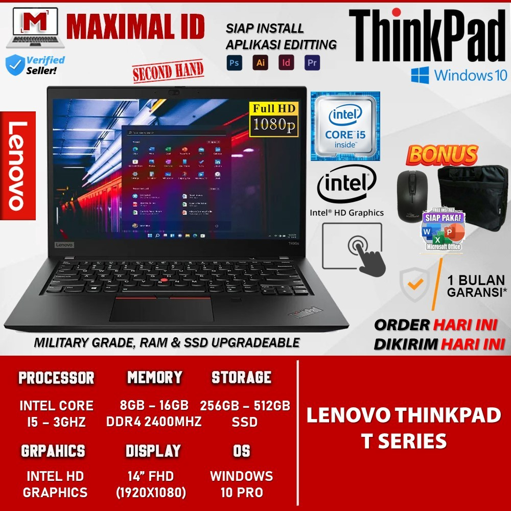 Jual Laptop Murah Lenovo Thinkpad T T T Intel Core I Ram Gb Gb Ssd Fhd Win Pro