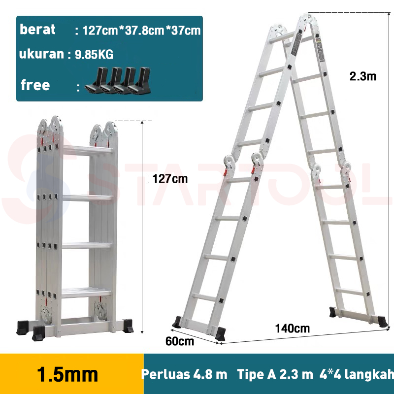 Jual REAIM Tangga Lipat Aluminium Paduan Aluminium Teleskopik Tangga ...