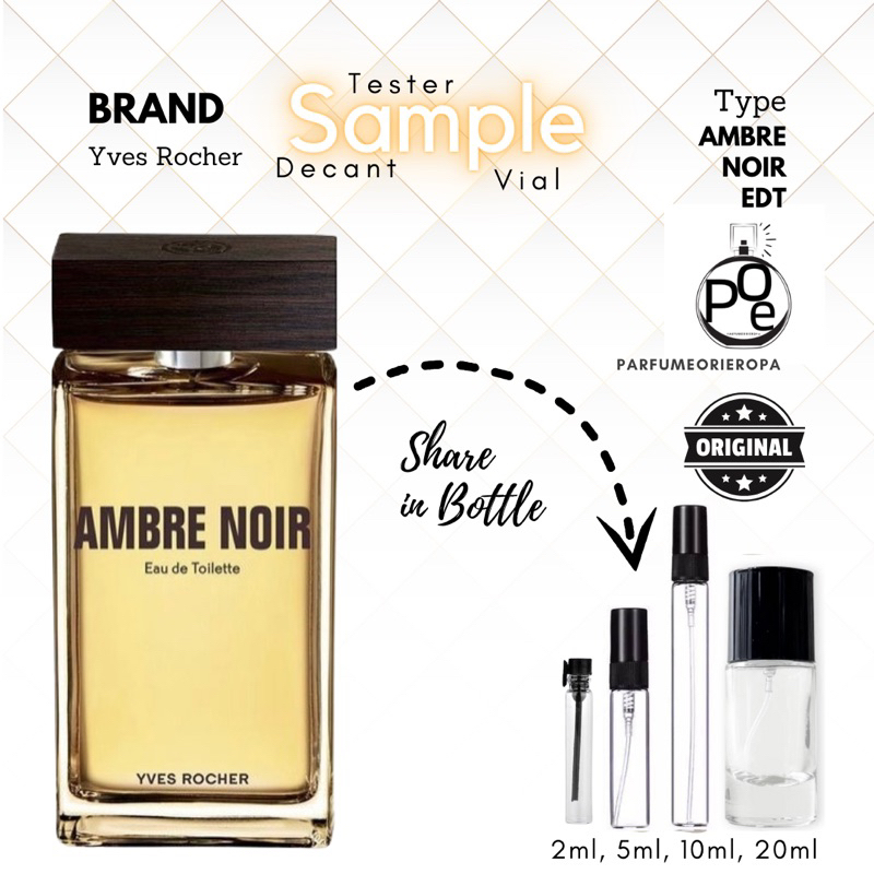 Parfum Pria Yves Rocher Amber Noir Original sample decant tester vial  travel size mini parfume tahan lama minyak wangi aroma amber woody kayu  aromatic