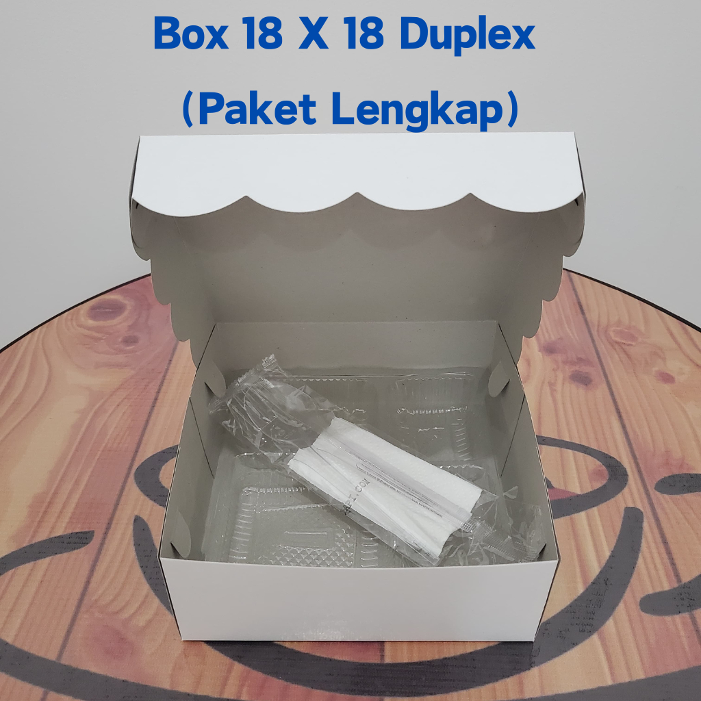 Jual Box Makan Catering 18 X 18 ( DUPLEX ) + Mika, Sendok, Garpu, Tisu ...
