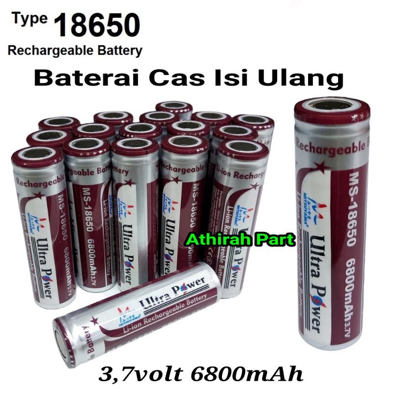 Jual Baterai Cas Vape Mitsuyama Tipe 18650 Li Ion 6800mah 37v Kepala Baterai Flat Top Rata 5996