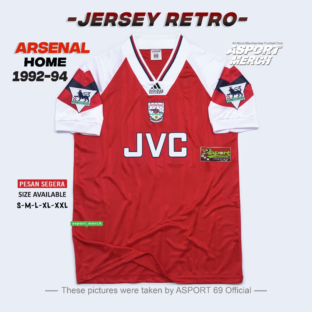 Jual JERSEY BOLA RETRO ARSENAL HOME 1992 1994 JERSEY ARSENAL 92 94