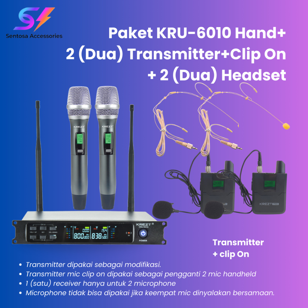 Jual Microphone Wireless Krezt Kru Mik Wireless Uhf Multi Channel Mic Clip On Wireless Mik