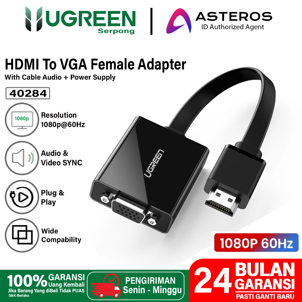 Jual UGREEN Adapter Converter HDMI To VGA Female Untuk PC Laptop TV ...