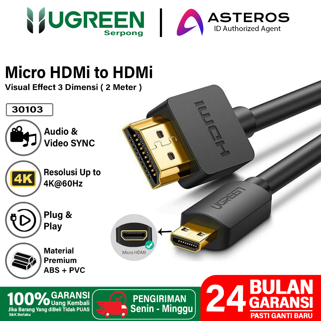 Jual Ugreen Kabel Micro Hdmi To Hdmi Resolution Support Hd K Audio