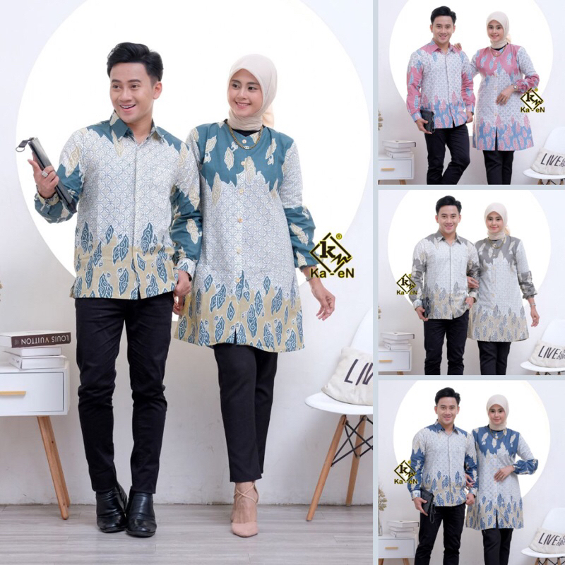 Jual Batik Couple Atasan Baju Batik Couple Modern Tunik Kancing Dan ...