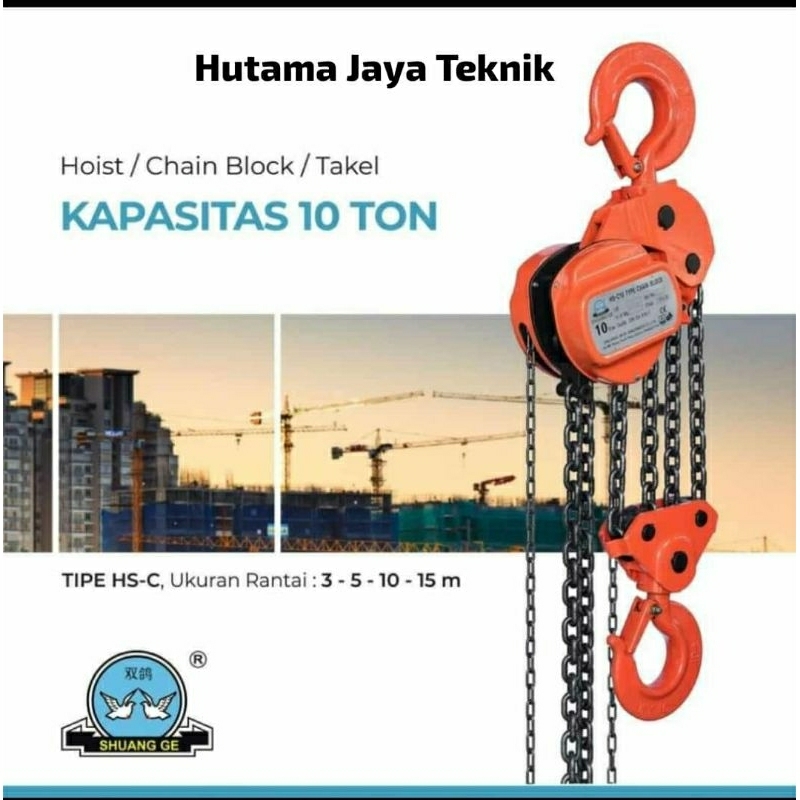 Jual Chain Block Katrol Derek Takel Shuang ge 10 Ton 10T 10 Meter 10M ...