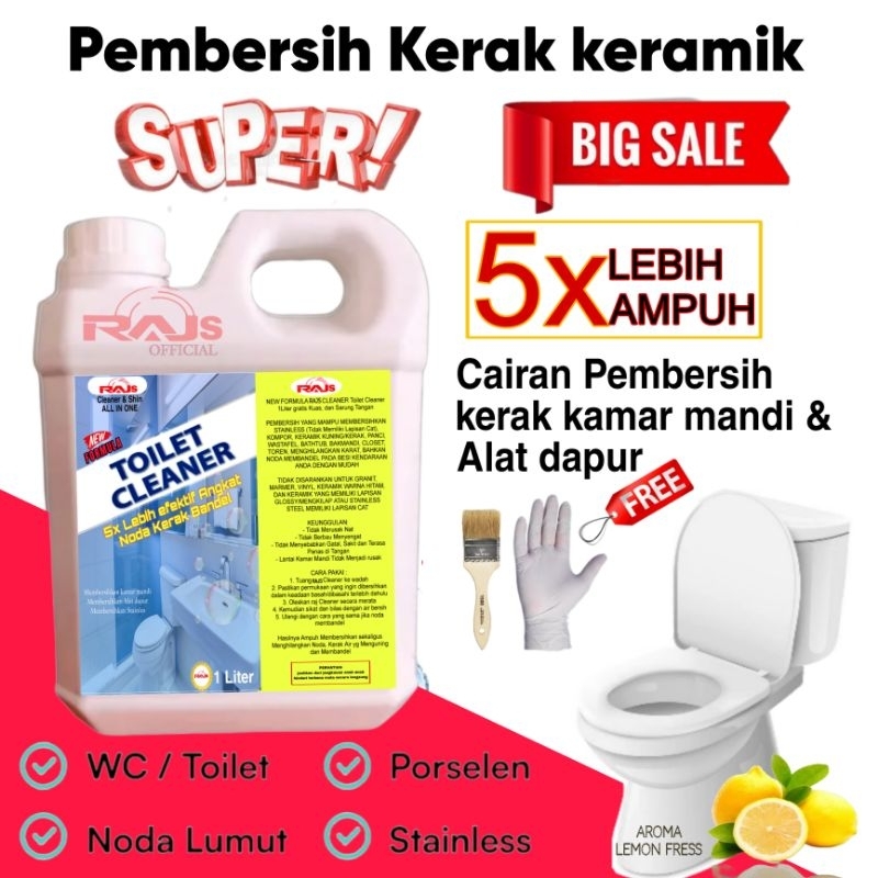 Jual 1 Liter Raj Toilet Cleaner Pembersih Kerak Serbaguna Kamar Mandi