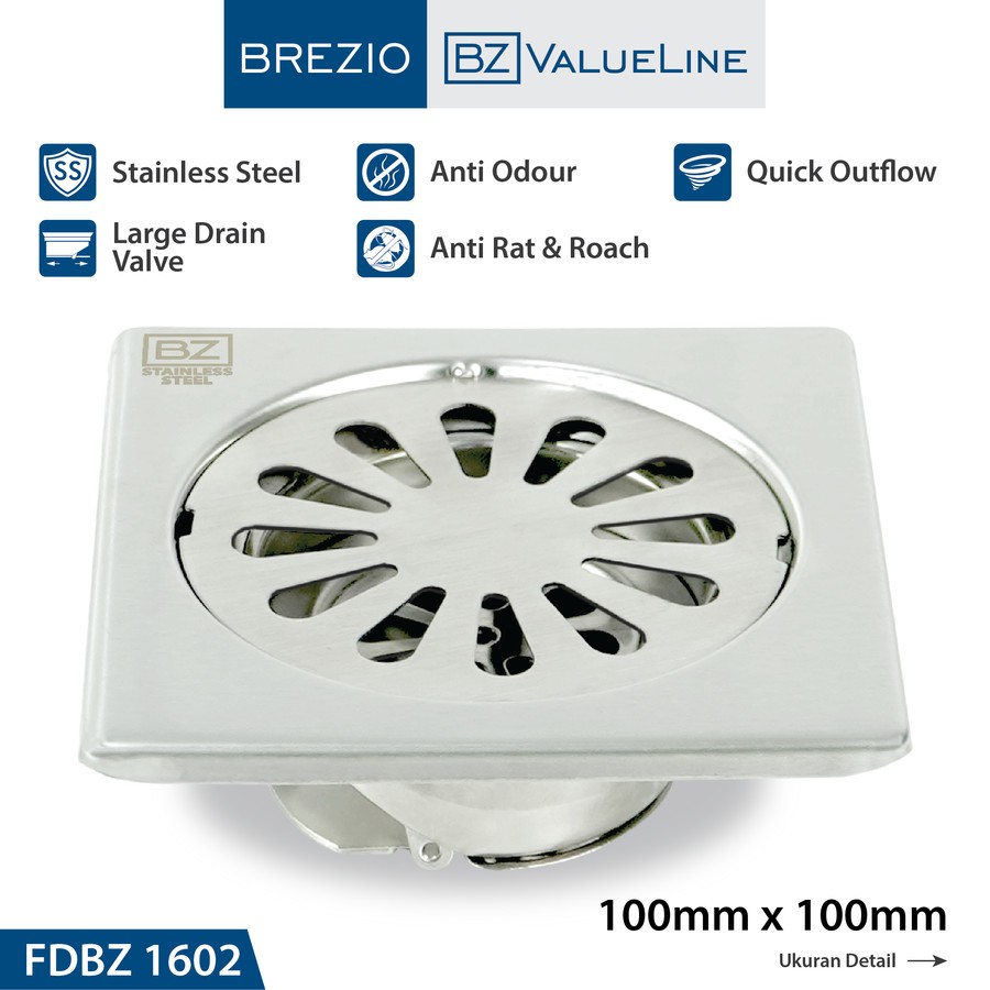 Jual BREZIO FDBZ 1602 Floor Drain Strainer Saringan Got Lubang Kamar ...