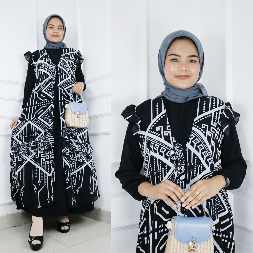 Jual Baju Gamis Terbaru Jumbo Zaskia Set Dress BO Bahan Inner Crinkle ...