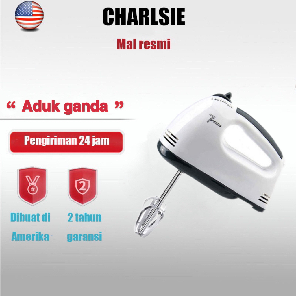 Jual Charlsie Hand Mixer Elektrik Pengaduk Adonan Roti Kue 7 Speed