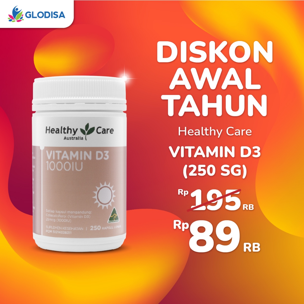 Jual Healthy Care Vitamin D3 1000 IU 250 Kapsul Lunak BPOM