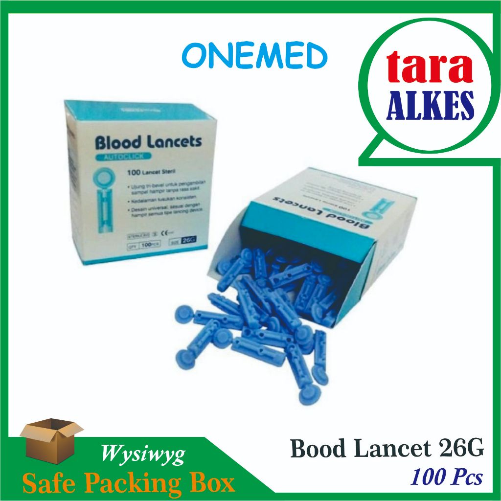 Jual Blood Lancet 26G Onemed Isi 100 Pcs Jarum lancets Darah 26 G 100pcs Shopee Indonesia