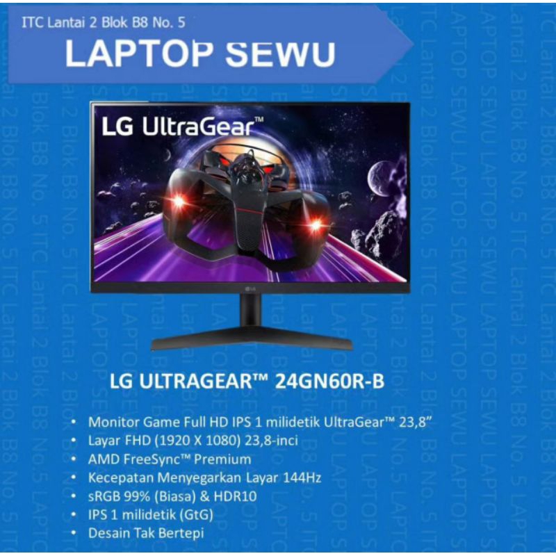 Jual LG UltraGear™ 24GN60R-B 23.8" FHD IPS Gaming Monitor AMD FreeSync ...