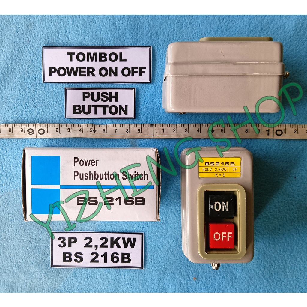 Jual TOMBOL POWER ON OFF PUSH BUTTON 3P 2,2KW (BS 216B) | Shopee Indonesia