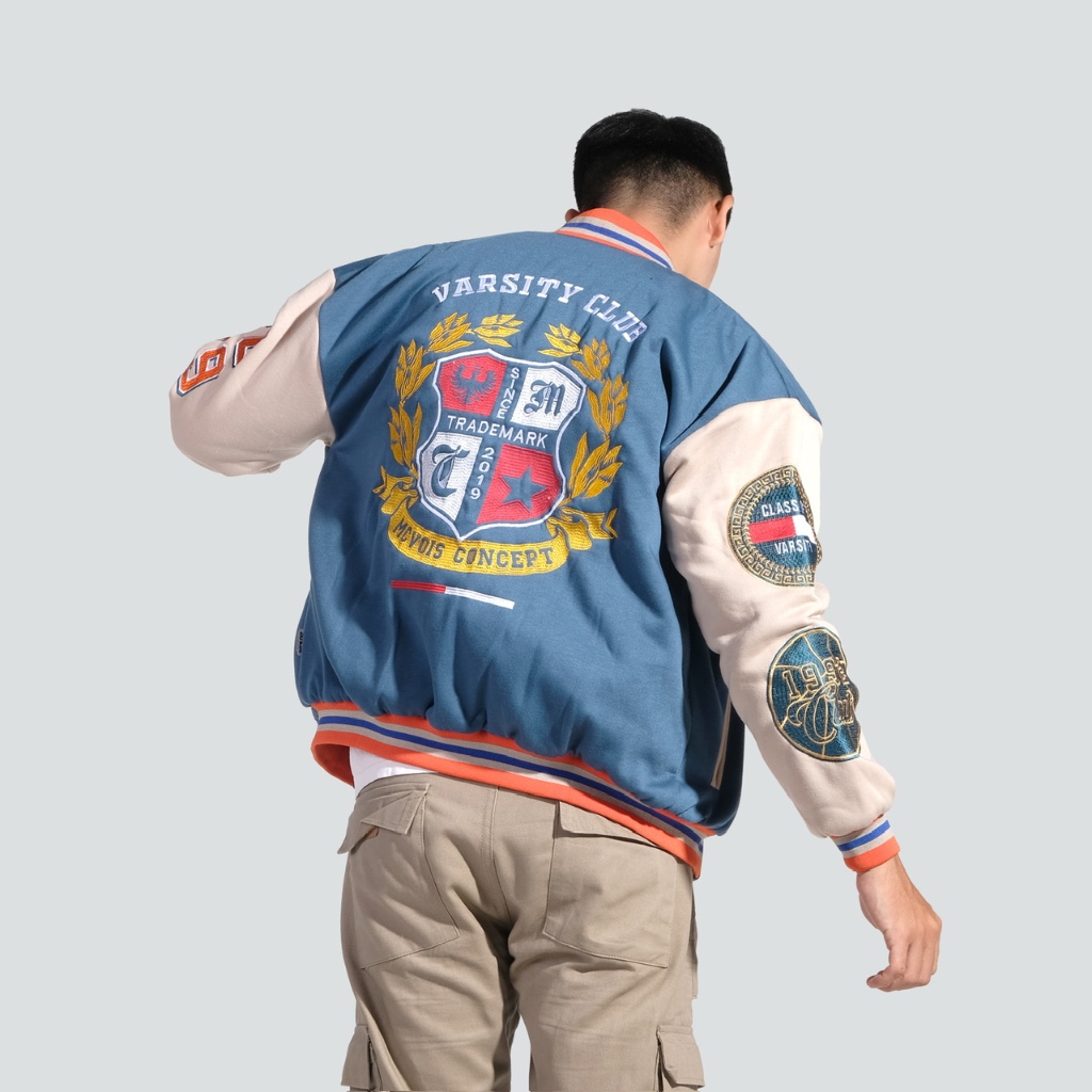 Jual Mcvois Varsity Jaket Club Mcvs Blue Full Bordir Premium Distro ...