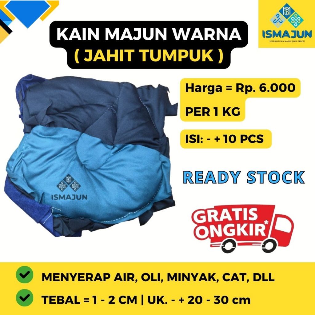 Jual KAIN LAP MAJUN WARNA JAHIT KILOAN (TUMPUK WARNA) 1 KG | Shopee