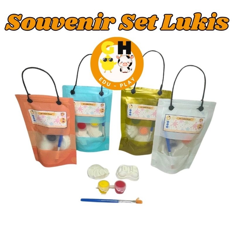 Jual Souvenir Set Lukis Pouch Gypsum Patung Lukis Painting Kit Akrilik