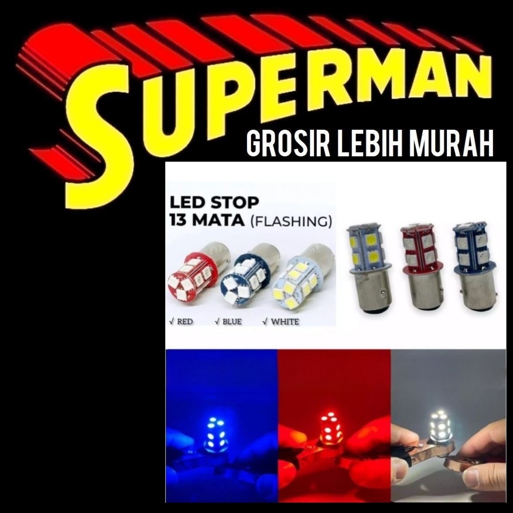 Jual LED STOP 13 MATA flash kedip jagung merah putih biru lampu stop ...
