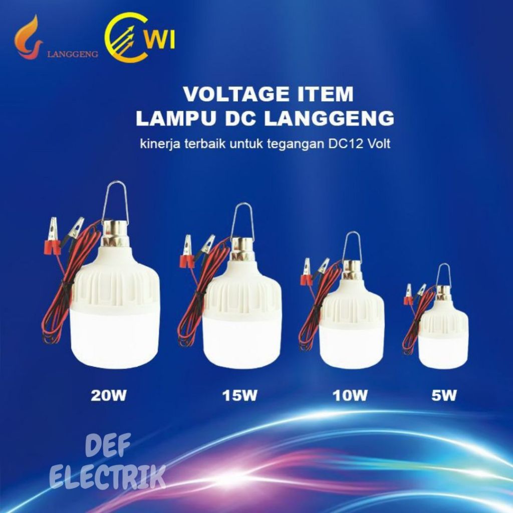 Jual LAMPU LED AKI / DC BOHLAM 12VOLT + KABEL JEPIT AKI | Shopee Indonesia