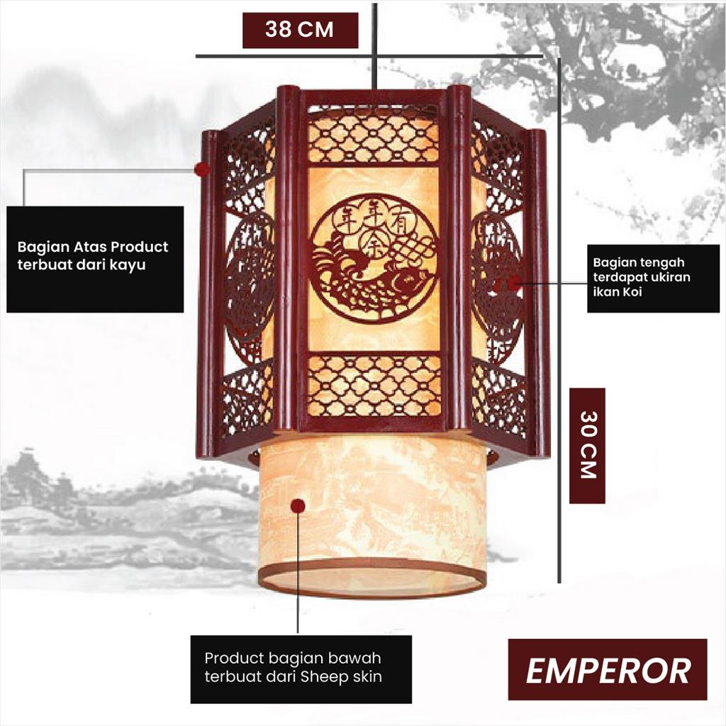 Jual Lampu Gantung Kayu Lampion China Tipe Emperor Hiasan Imlek ...