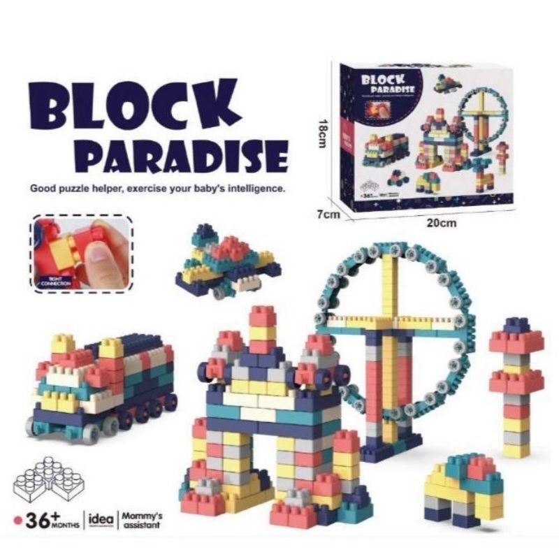 Jual Mainan Anak Block Paradise / Block Susun isi 100pcs KEMASAN BOX ...