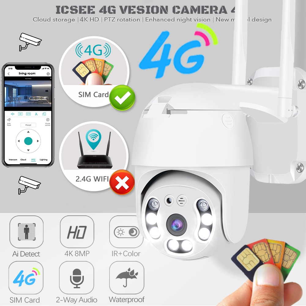 Jual ICSEE CCTV Mini Tanpa WIFI CCTV Simcard 4G Camera Outdoor 4K HD