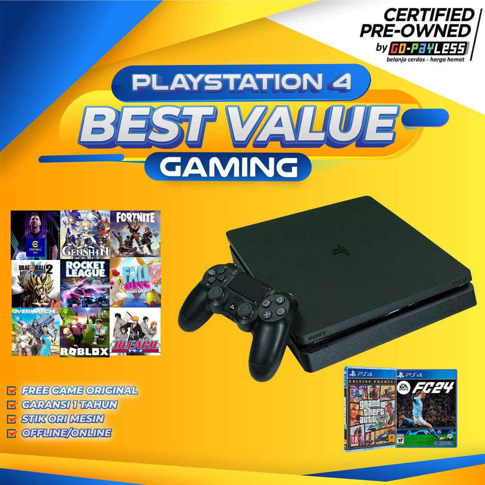 Ps4 Slim 500gb Used PS4 Jet Black Slim 500GB Console Full