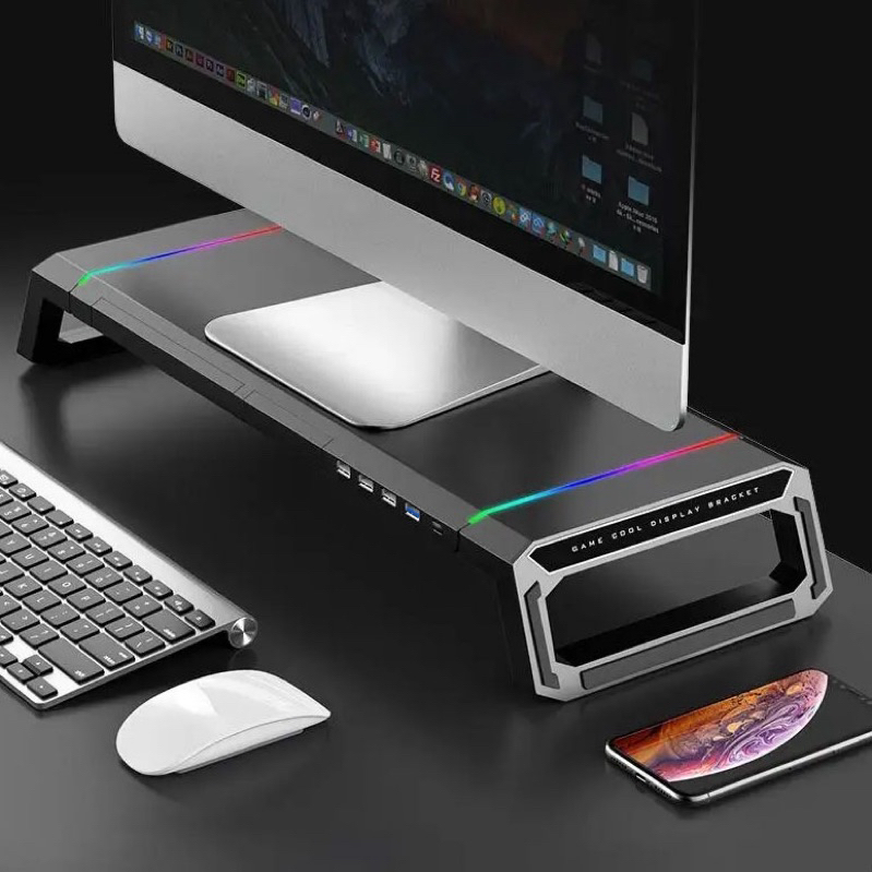 Jual Meja Monitor Stand Riser Aluminium 4 Port USB 3.0 | Shopee Indonesia