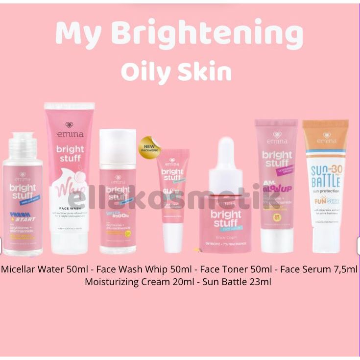 Jual Paket Emina Bright Stuff Basic Trial Kit Oily / Acne Prone Skin