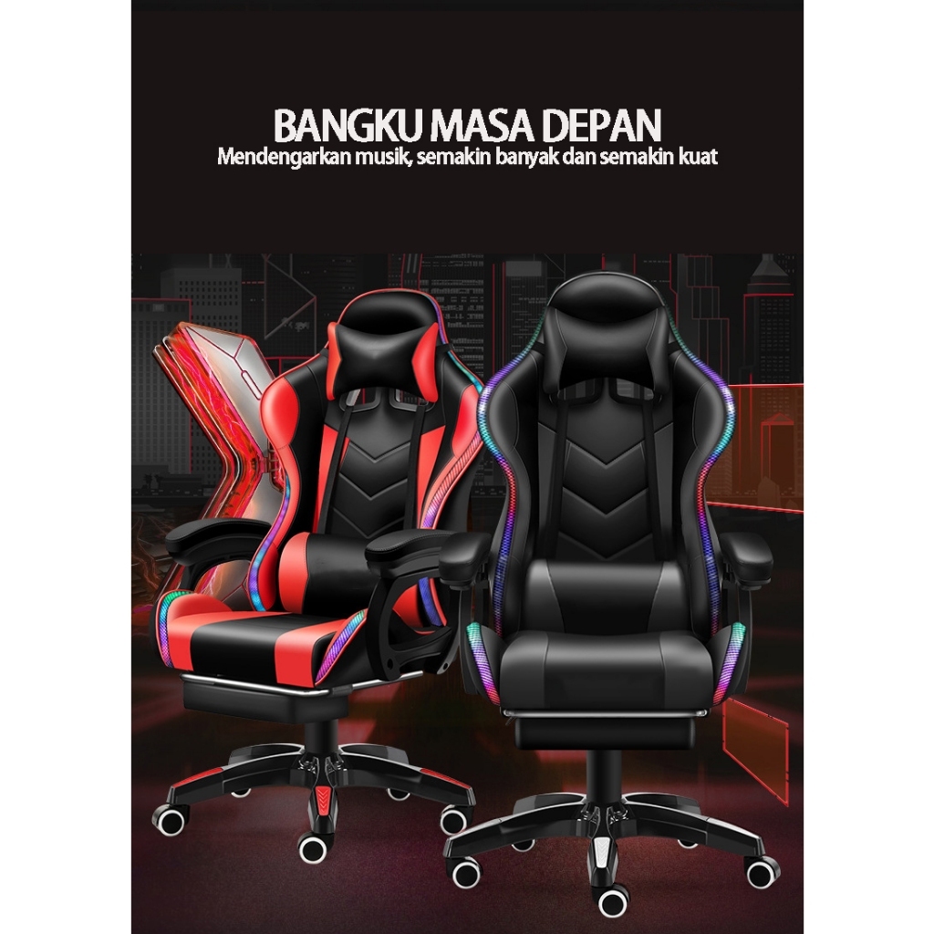 Jual Kursi Gaming Pijat Lampu Led Kursi Rexus Bahan Oscar | Shopee ...