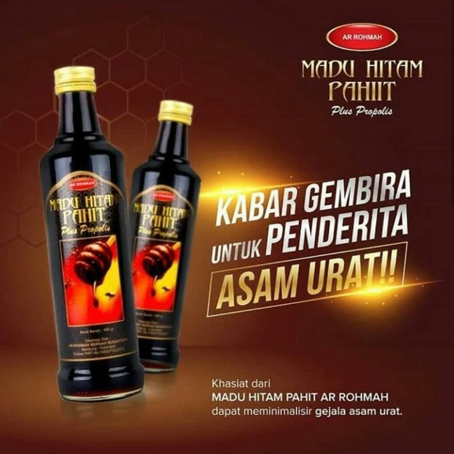 Jual Madu Hitam Pahit Ar Rohmah Original Untuk Penderita Asam Urat dan ...