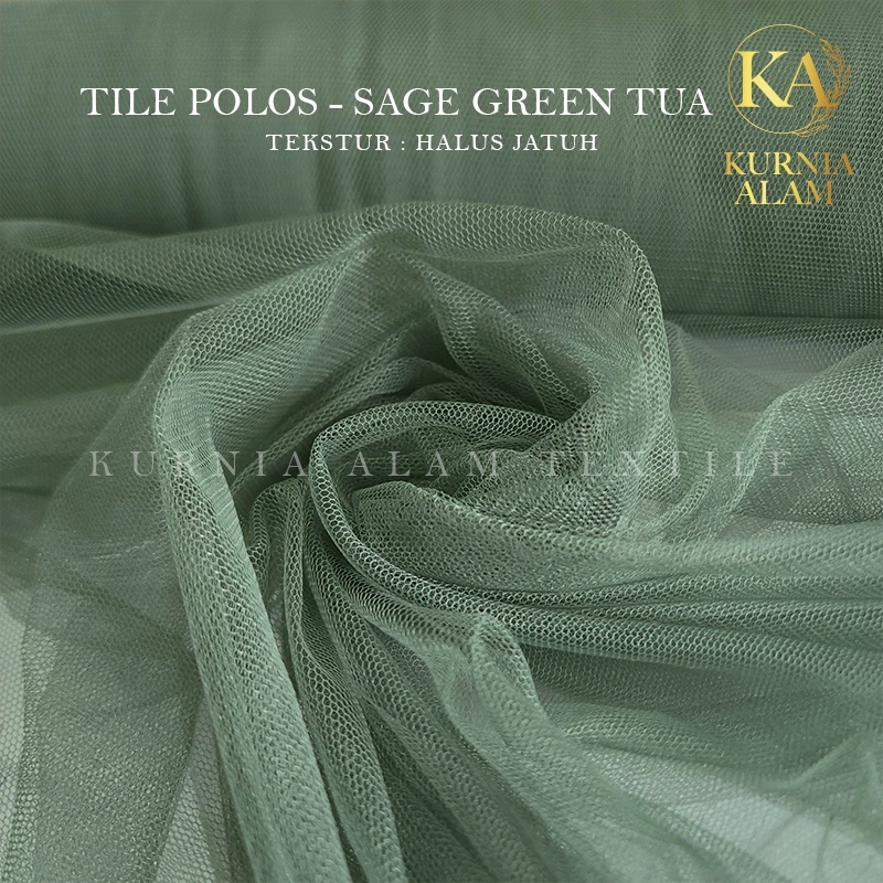 Jual Soft Tulle Tile Halus Polos Jatuh Meteran warna Sage Green Bahan ...
