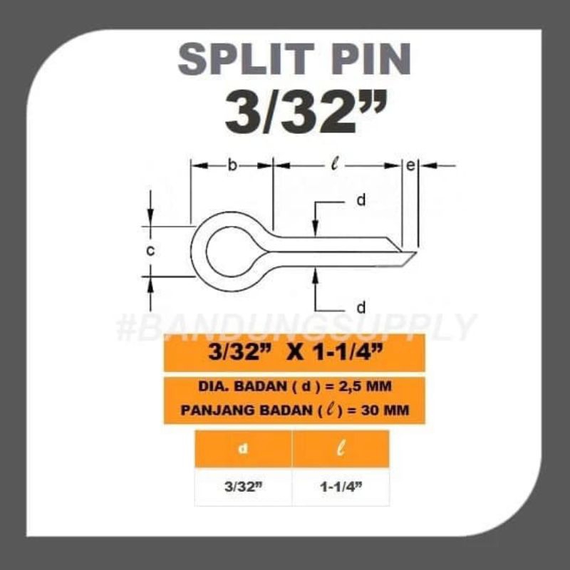 Jual KANCINGAN MUR MAHKOTA COTTER PIN 4CM(3/32X1-1/4 INCHI)LOCK PIN PEN ...