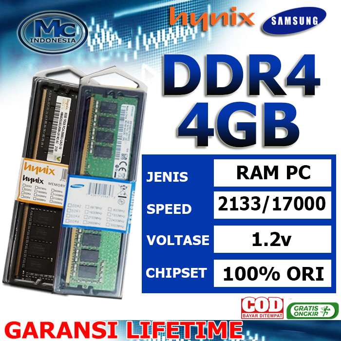 Jual RAM PC / MEMORY PC DDR4 8GB PC-2133 / 2400 / 2666 | Shopee Indonesia
