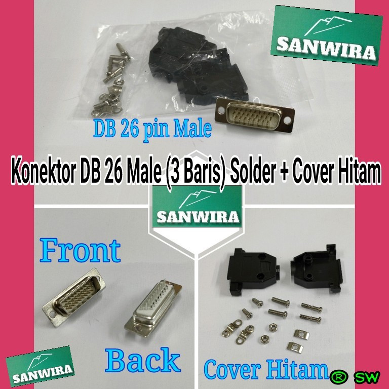 Jual Konektor DB 26 MALE cover hitam plastik / Konektor DB26 Male 3 ...