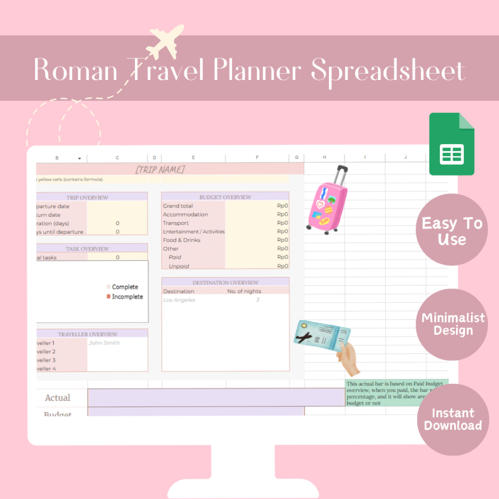 Jual Simple Travel Planner for Google Spreadsheet --- Roman Travel ...