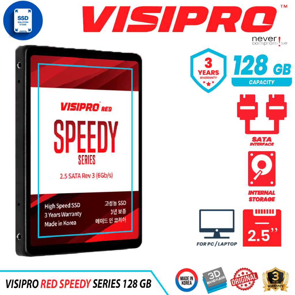 Jual SSD Visipro Red Speedy Series 128GB - Made in Korea - Garansi 3 ...