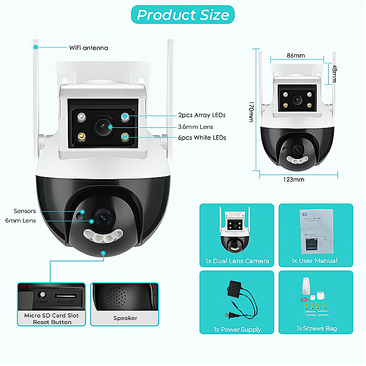 Jual YAMIYA Outdoor CCTV V380 PRO Dual Lens PTZ WiFi Wireless Camera IR ...