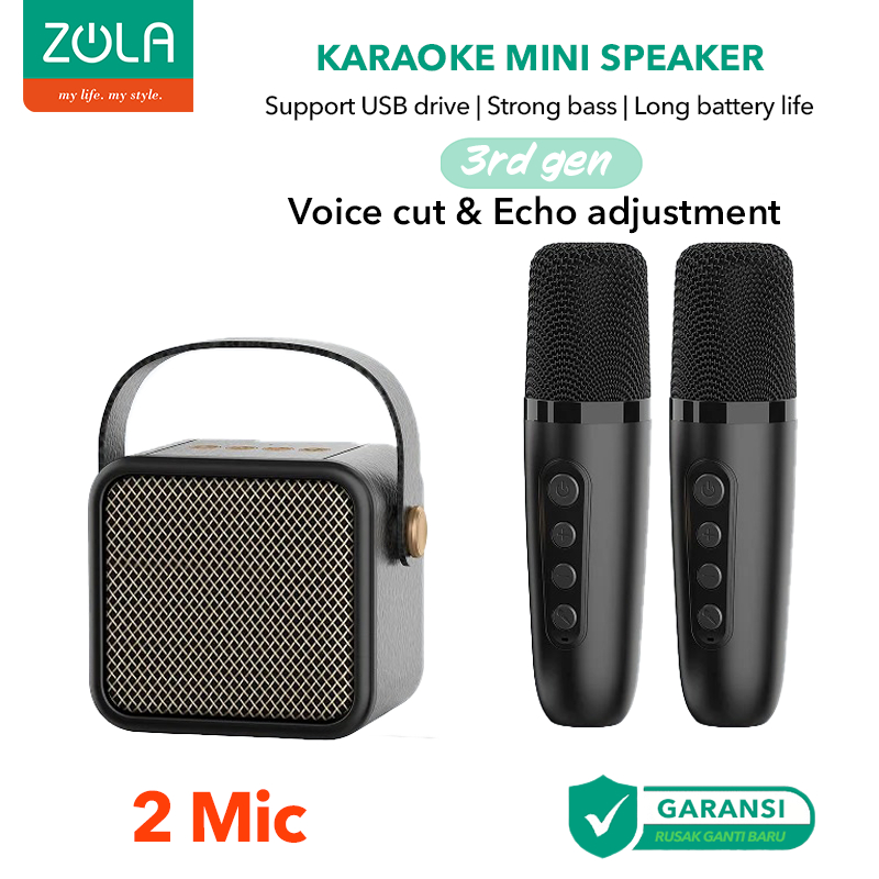 Jual Zola Speaker Microphone Bluetooth Karaoke Set Mini Full bass ...