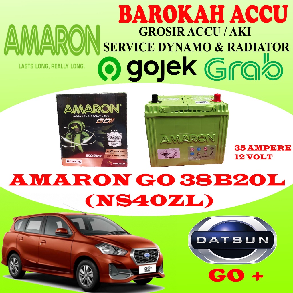 Jual AKI MOBIL DATSUN GO+ AMARON GO 38B20L / NS40ZL , 35 AH | Shopee