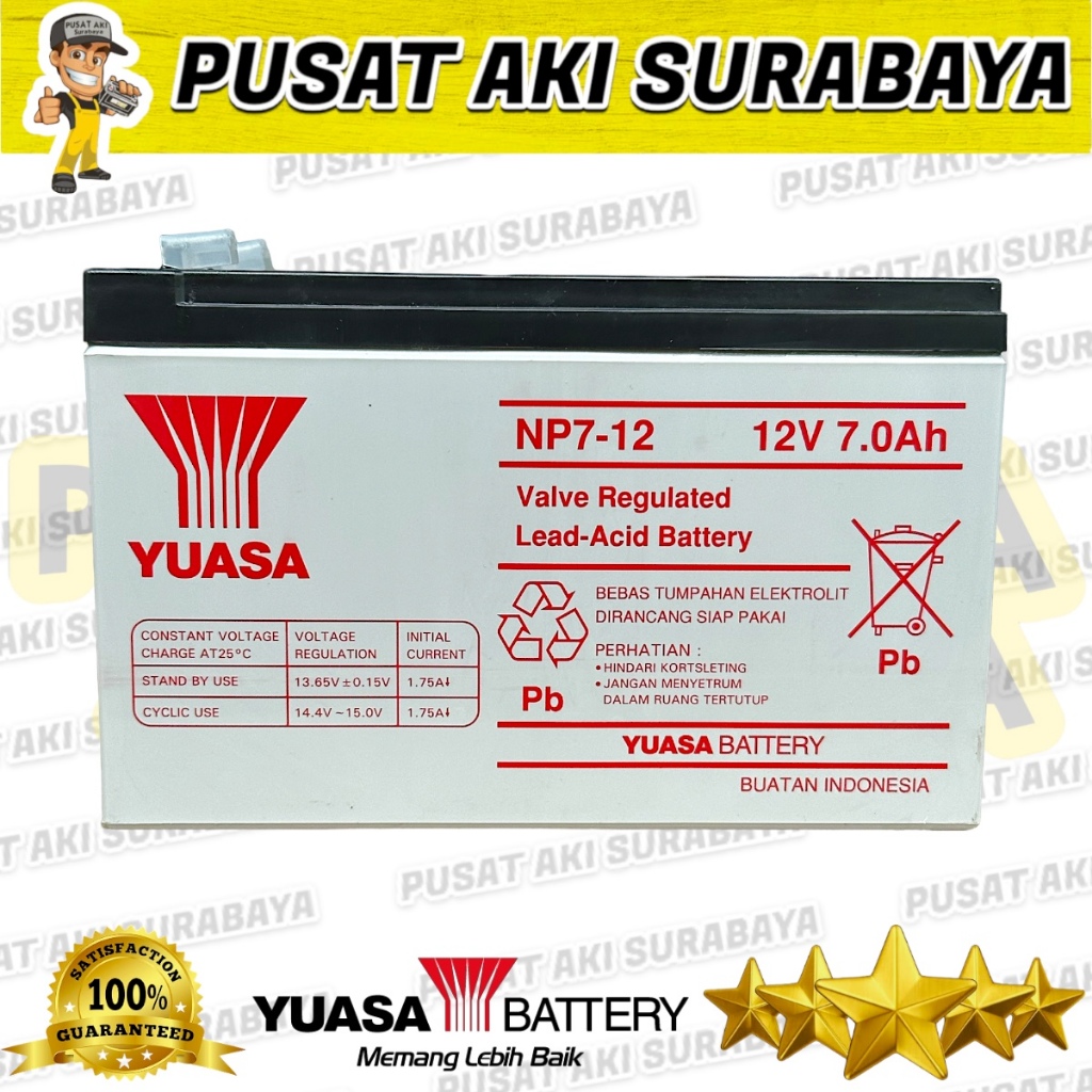Jual BATTERY YUASA NP7-12 ORIGINAL YUASA 12V 7AH ACCU KERING MF UPS